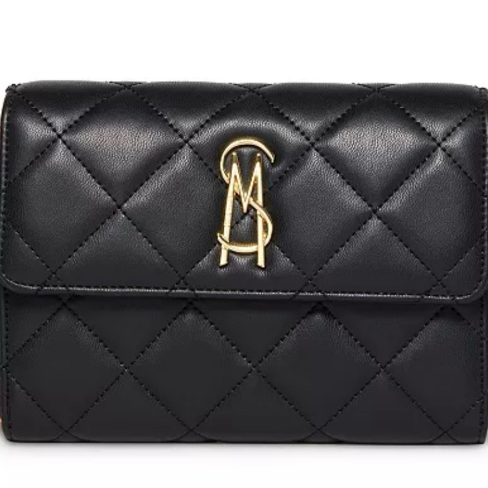 Women's STEVE MADDEN black Bcarina Quilted Crossbody Wallet / purse